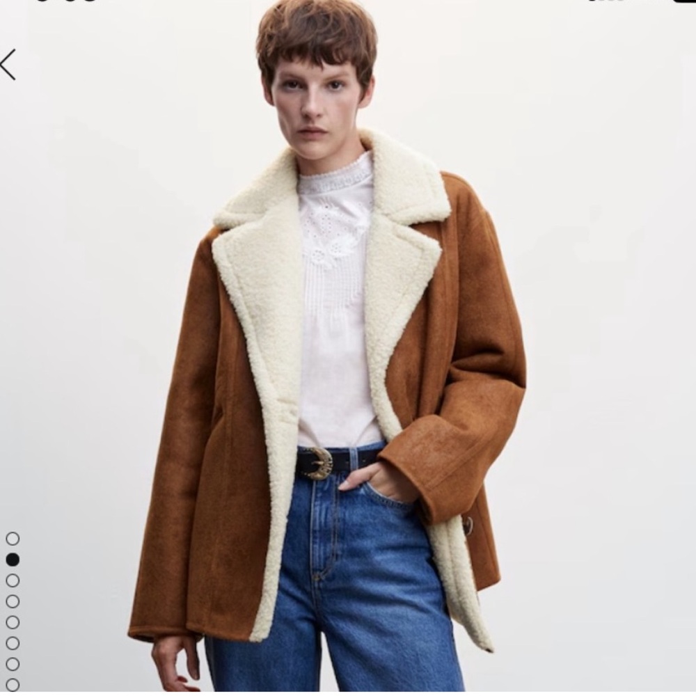 Mango Oversized Suede & Shearling Coat